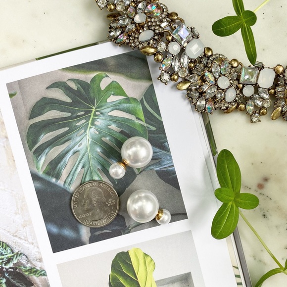 "Penelope" Earrings || White Pearl Statement - Picture 6 of 11